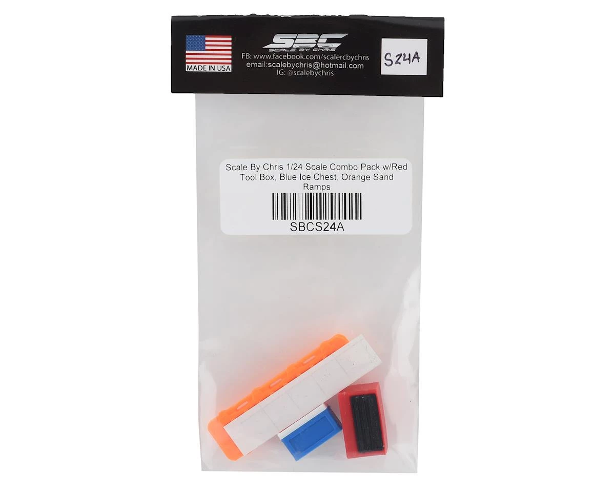 Scale By Chris 1/24 Scale Combo Pack 1 w/Red Tool Box, Blue Ice Chest, Orange Sand Ramps 4 Scale By Chris 1/24 Scale Combo Pack 1 w/Red Tool Box, Blue Ice Chest, Orange Sand Ramps - Image 2